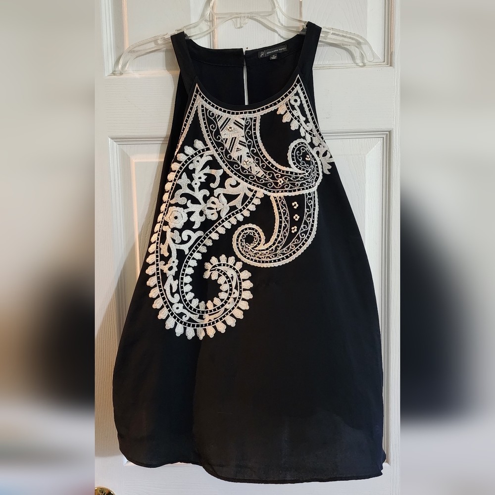 Navy Embroidered Top